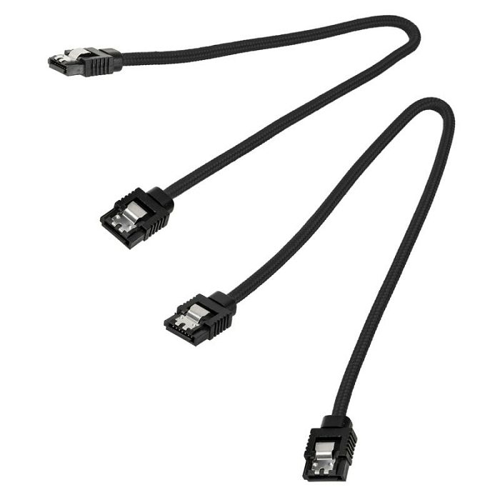 Corsair Premium Sleeved SATA-Kabel, schwarz 30cm - 2er Pack CC-8900248