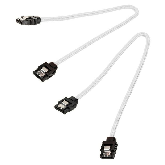 Corsair Premium Sleeved SATA-Kabel, weiß 30cm - 2er Pack CC-8900249