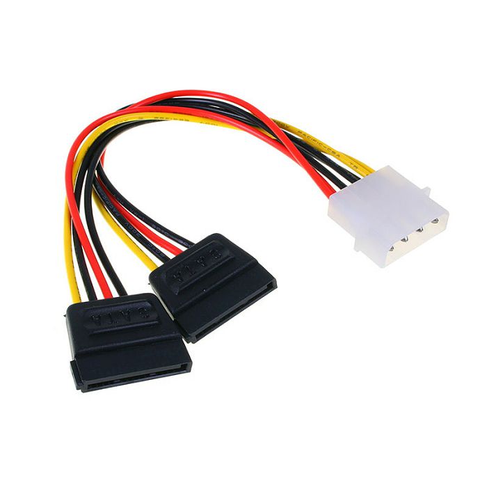 InLine 4-Pol Molex Strom Y-Kabel an 2x SATA-Strom - 0,15m 29672