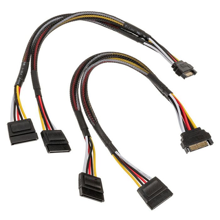 Akasa SATA Strom-Y-Kabel - 30cm, 2er Pack AK-CBPW05-KT02