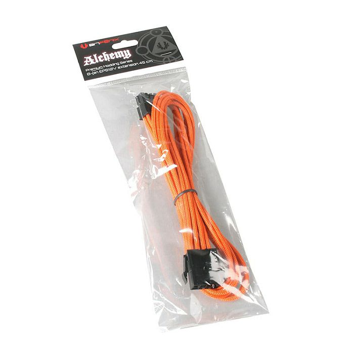 BitFenix 8-pin EPS12V extension 45cm - sleeved orange/black BFA-MSC-8EPS45OK-RP
