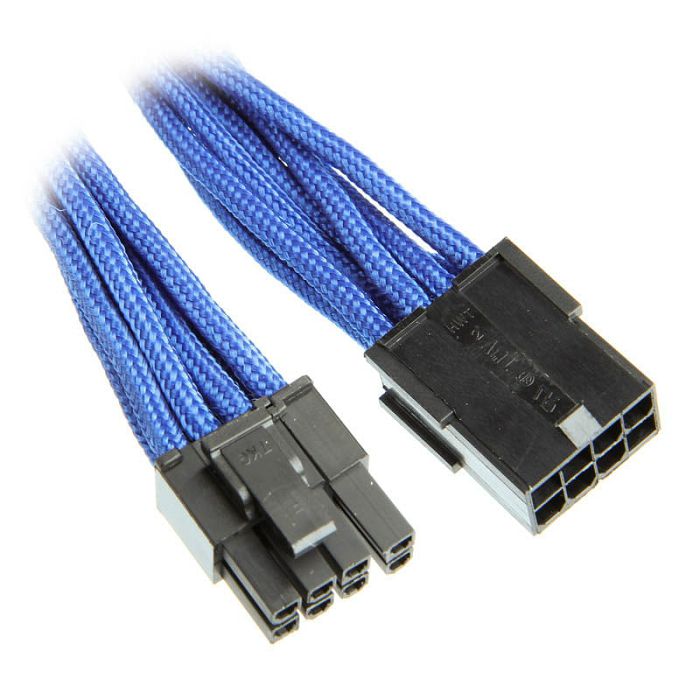 BitFenix 6+2-Pin PCIe Verlängerung 45cm - sleeved blau/schwarz BFA-MSC-62PEG45BK-RP