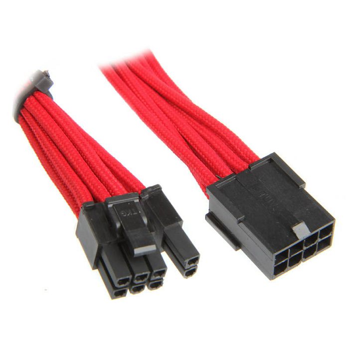 BitFenix 6+2-Pin PCIe Verlängerung 45cm - sleeved rot/schwarz BFA-MSC-62PEG45RK-RP