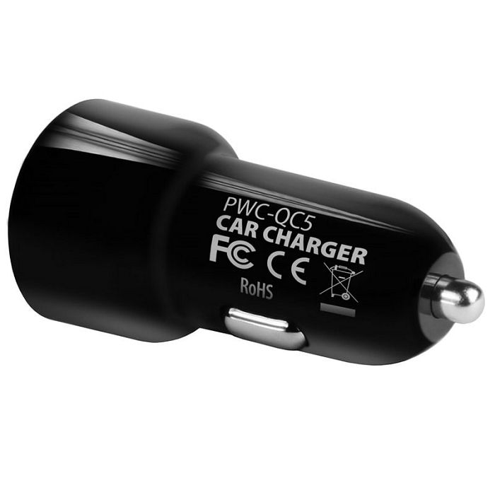 AXAGON PWC-QC5 car charger, 1x USB-A QC 3.0 + 1x USB-A SmartCharge, 31.5 W, CL plug - black PWC-QC5