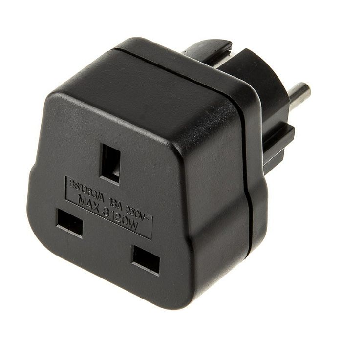 Brennenstuhl Travel Adapter UK socket to DE plug - black 1508530