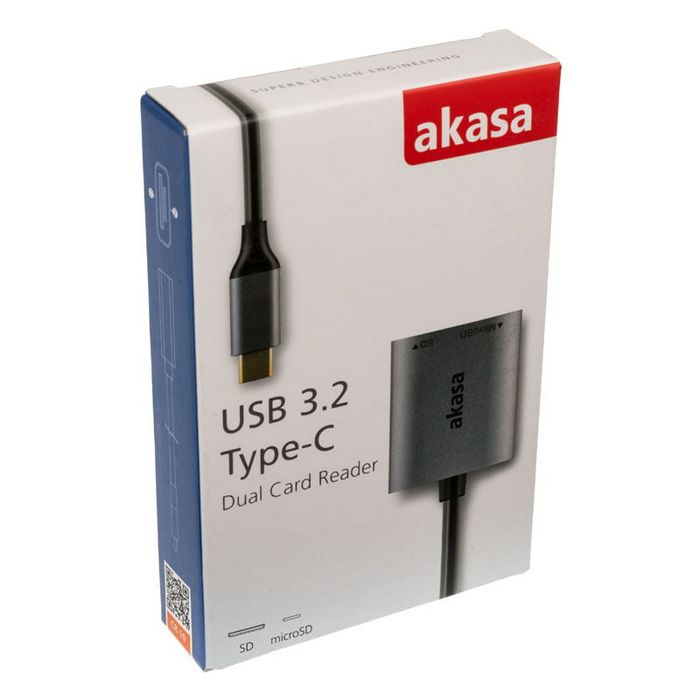 Akasa USB 3.2 Gen1 Type-C Dual Card Reader - silver AK-CR-10BK 