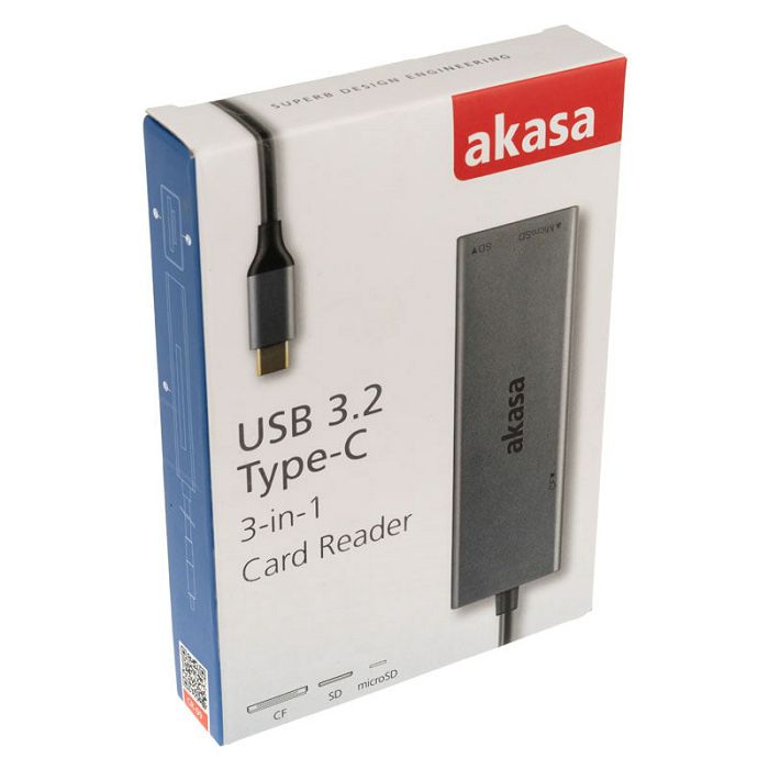 Akasa USB 3.2 Gen1 Type-C 3-in-1 Card Reader - silber AK-CR-09BK