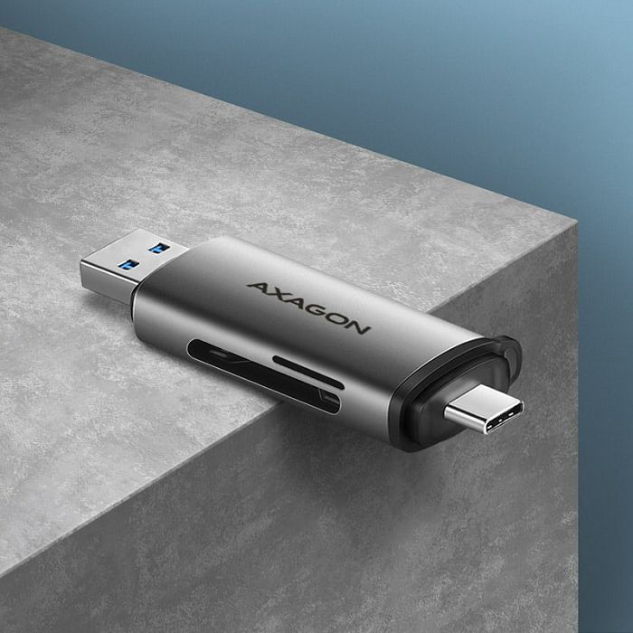 AXAGON CRE-SAC card reader, USB 3.2 Gen1 Type C + Type A, SD, microSD CRE-SAC