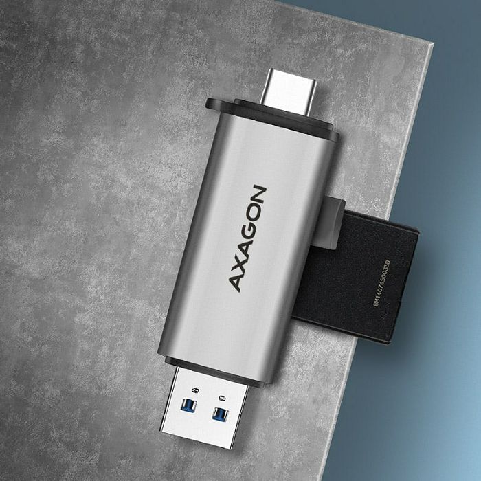 AXAGON CRE-SAC card reader, USB 3.2 Gen1 Type C + Type A, SD, microSD CRE-SAC