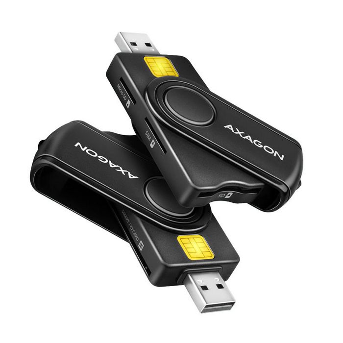 AXAGON CRE-SMP2A USB Smart Card & SD/microSD/SIM Card PocketReader CRE-SMP2A