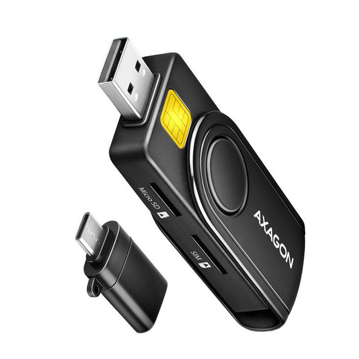 AXAGON CRE-SMP2A USB Smart Card & SD/microSD/SIM Card PocketReader CRE-SMP2A