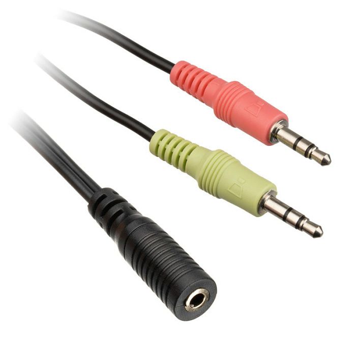 InLine Audio Headset Y adapter cable, 2x 3.5 mm plug to 3.5 mm jack socket 4-pin CTIA - 0.15 m 99312I