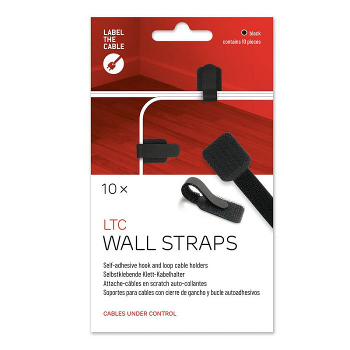 LABEL THE CABLE Wall Klettkabelhalter 10er Set - schwarz LTC 3110