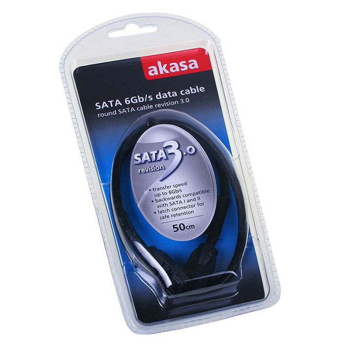 Akasa SATA 3 Kabel 50cm - black SATA3-50-BK