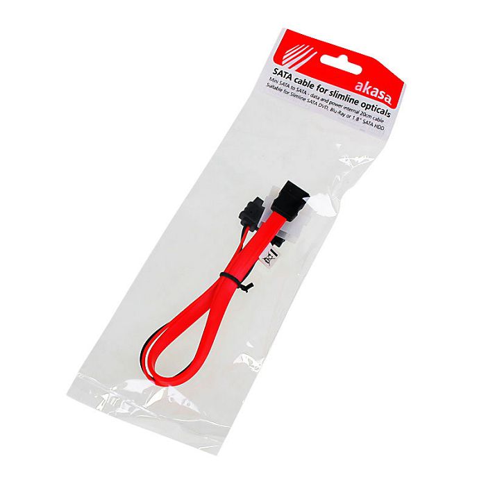 Akasa SATA 2 Kombokabel (Daten und Strom) 20cm - red AK-CB050