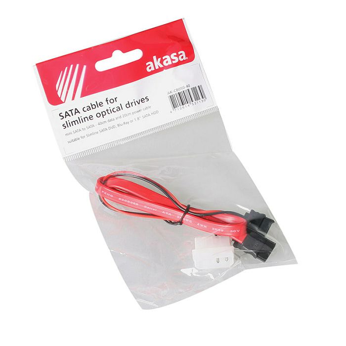 Akasa SATA Kombokabel Slimline zu SATA / Molex - 40cm AK-CB050-40