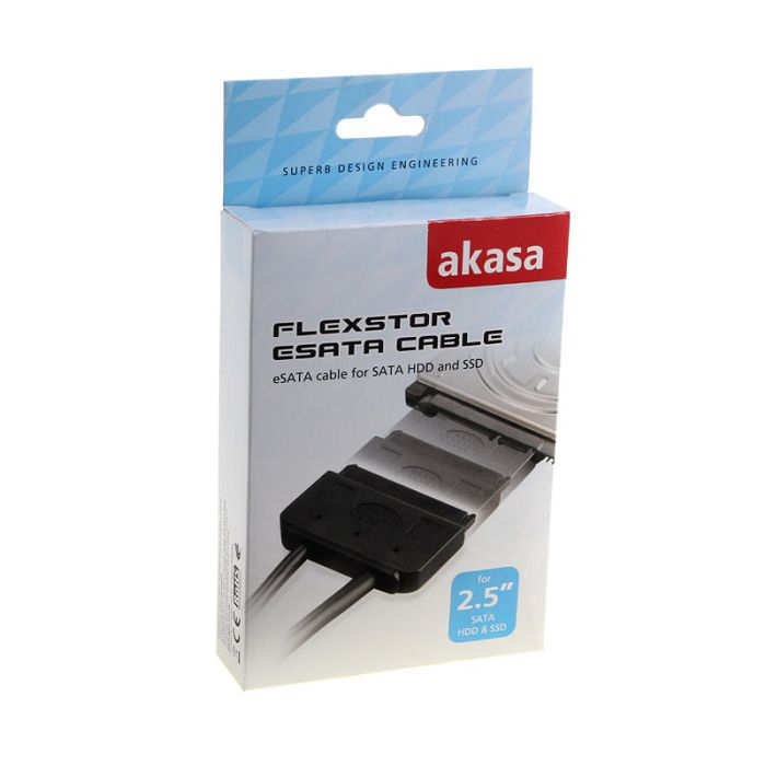 Akasa Flexstor eSATA Cable for 2.5" SATA HDD and SSD AK-CBSA03-80BK