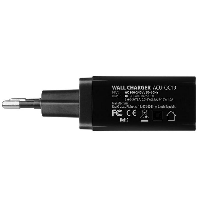 AXAGON ACU-QC19 Ladegerät, 1x USB-A, QC3.0/AFC/FCP/Smart 5V / 1,3A, 19W - schwarz ACU-QC19