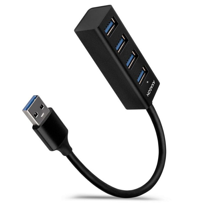 AXAGON HUE-M1A Superspeed USB-A Mini Hub, 4x USB 3.0 - 20cm, schwarz HUE-M1A