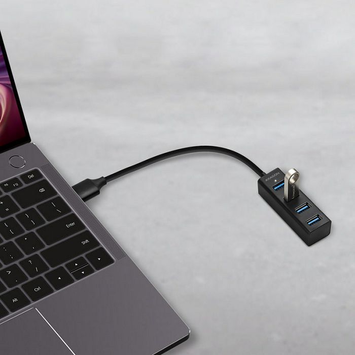 AXAGON HUE-M1A Superspeed USB-A Mini Hub, 4x USB 3.0 - 20cm, schwarz HUE-M1A