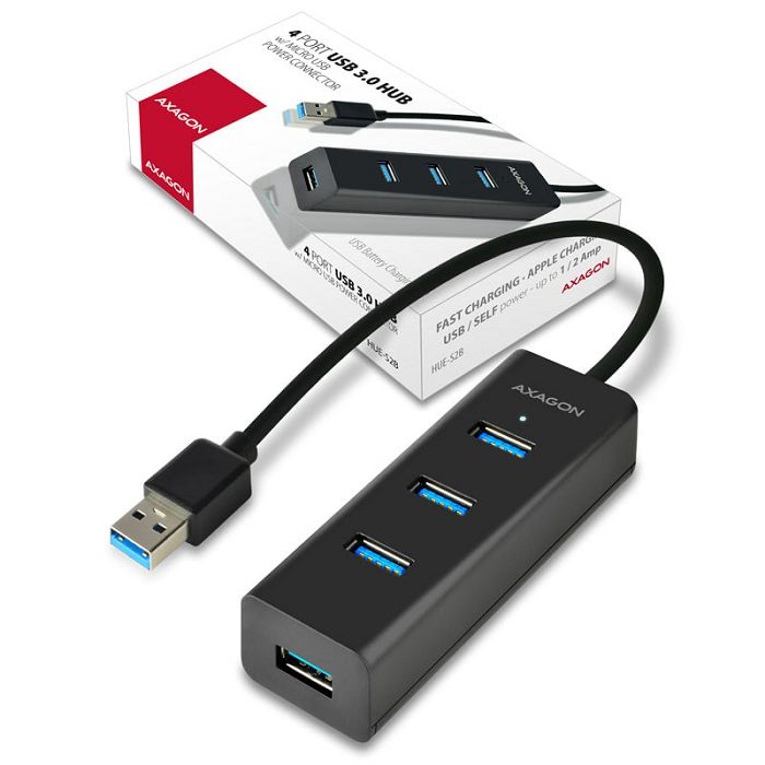 AXAGON HUE-S2B USB-A-Hub, 4x USB 3.0, externe Stromversorgung - 30 cm HUE-S2B