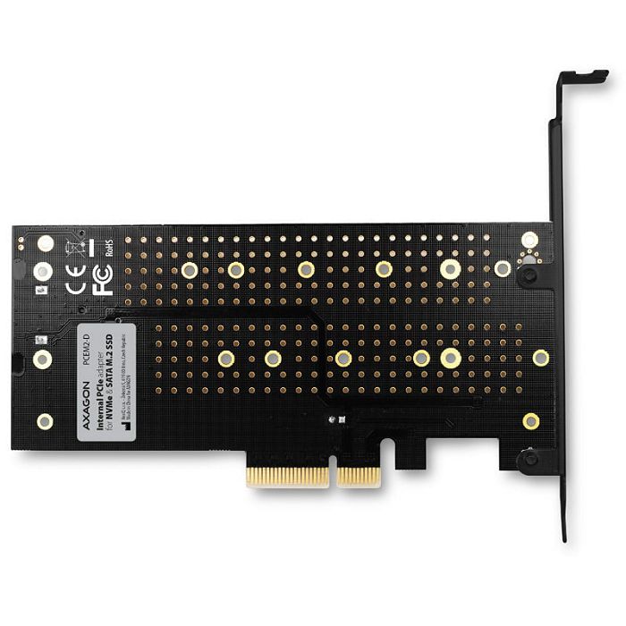 AXAGON PCEM2-D PCIe 3.0 adapter, 1x M.2 NVMe, 1x M.2 SATA, up to 22110 - passive cooling PCEM2-D
