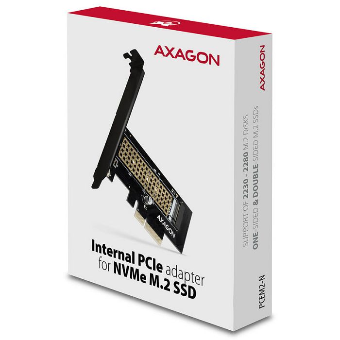 AXAGON PCEM2-N PCIe-3.0-x4-Adapter, 1x M.2-NVMe-SSD, bis 2280 - passive Kühlung PCEM2-N