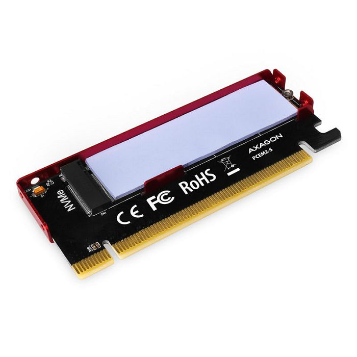 AXAGON PCEM2-S PCIe-3.0-x16-Adapter, 1x M.2-NVMe-SSD, bis 2280 - passive Kühlung PCEM2-S