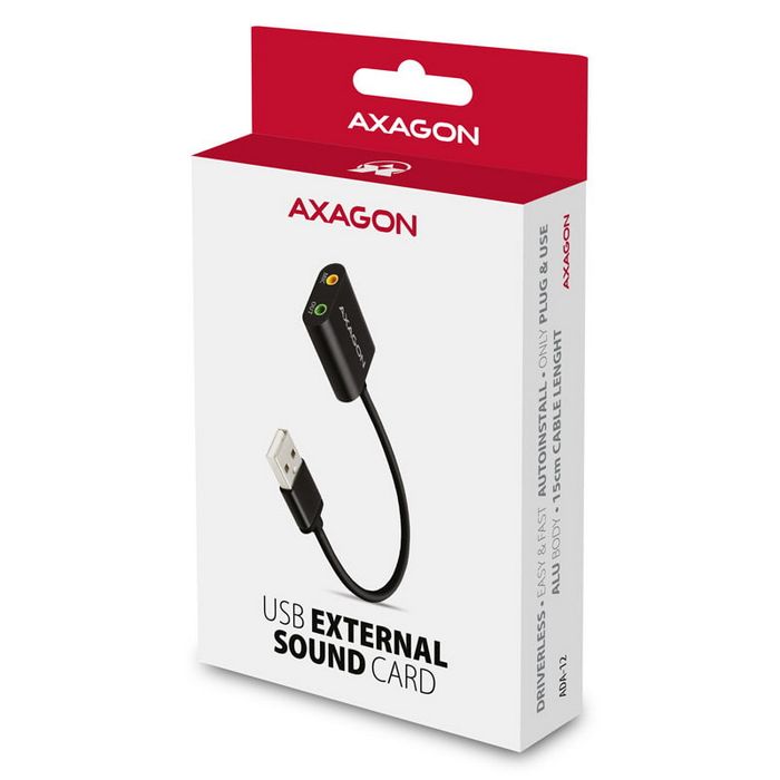 AXAGON ADA-12 USB 2.0, stereo audio mini adapter, 15 cm cable length ADA-12