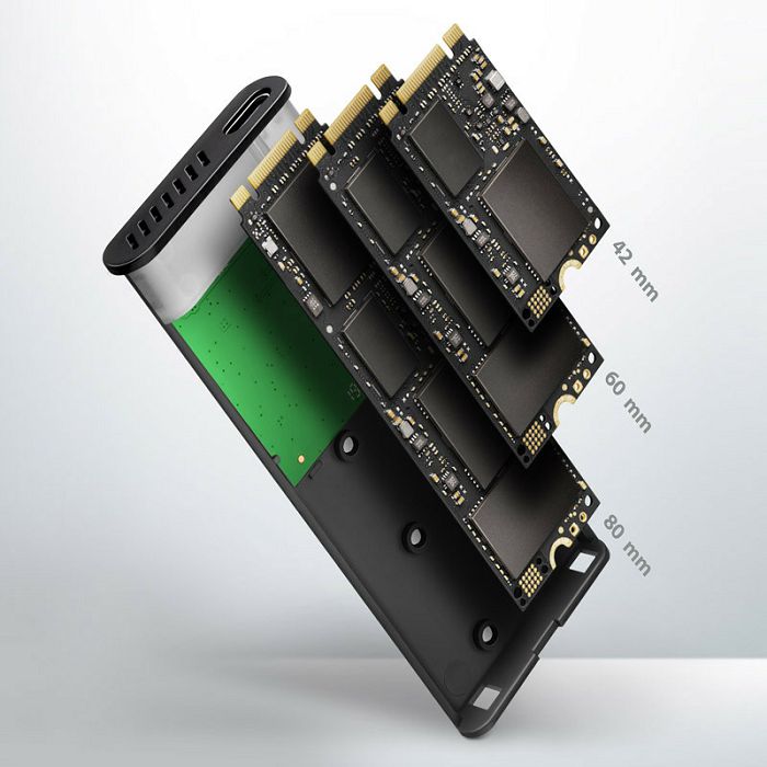 AXAGON EEM2-SBC RAW BOX externes Gehäuse für M.2 SSDs USB-C 3.2 Gen 2 - schwarz EEM2-SBC
