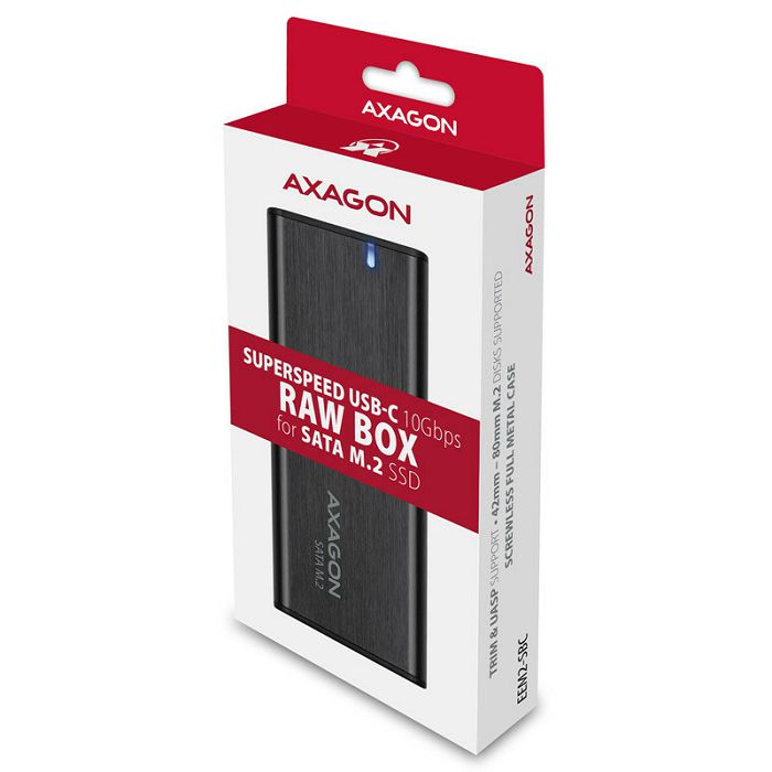 AXAGON EEM2-SBC RAW BOX externes Gehäuse für M.2 SSDs USB-C 3.2 Gen 2 - schwarz EEM2-SBC