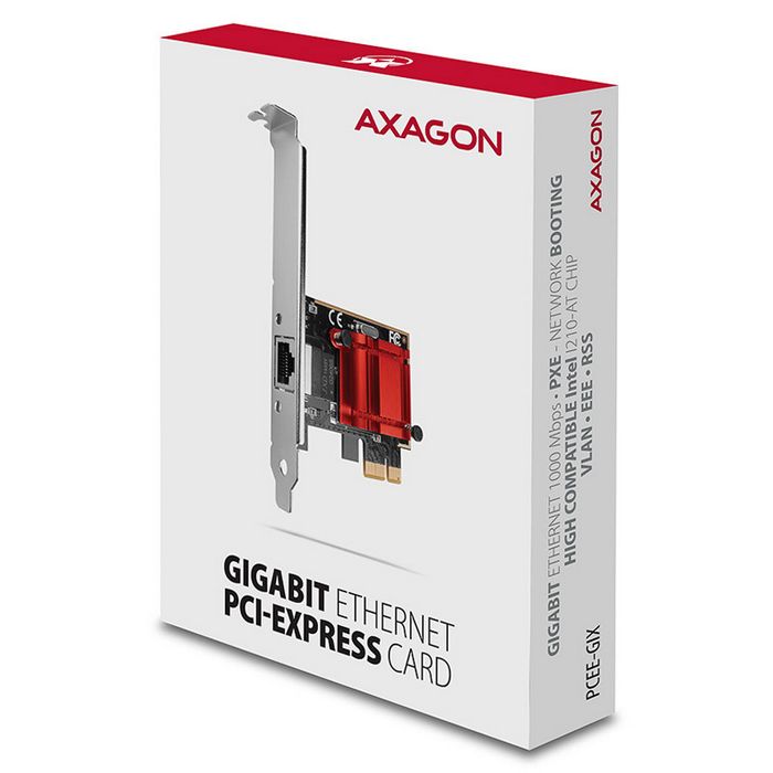 AXAGON PCEE-GIX PCIe-Adapter, Gigabit Ethernet, Intel i210-AT - RJ45 PCEE-GIX
