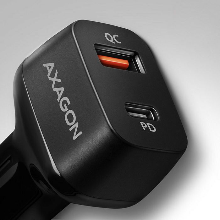 AXAGON PWC-PQ38 car charger, 1x USB-A QC 3.0 + 1x USB-C PD, 38W, CL plug - black PWC-PQ38