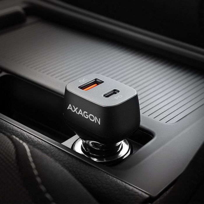 AXAGON PWC-PQ38 car charger, 1x USB-A QC 3.0 + 1x USB-C PD, 38W, CL plug - black PWC-PQ38