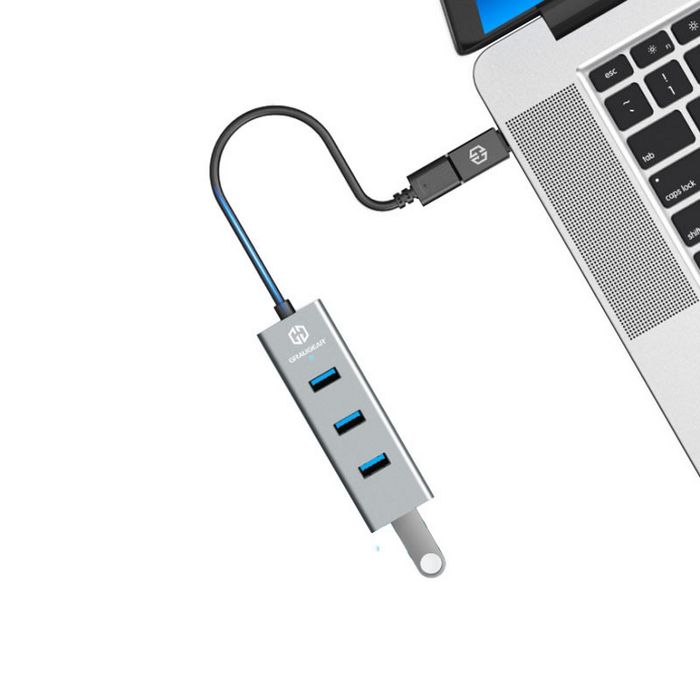 Graugear USB-HUB, 4 Ports, inkl. USB-C-Adapter G-HUB4-AC