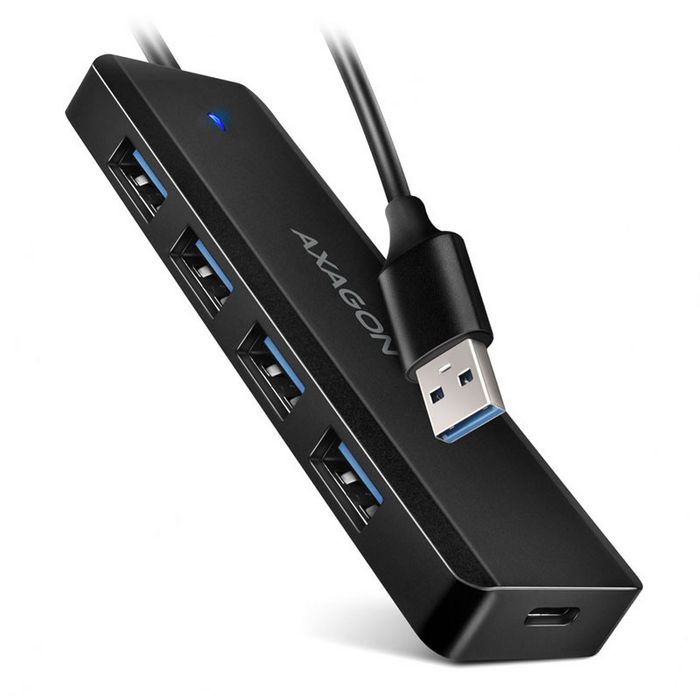 AXAGON HUE-C1A Superspeed USB-A Travel Hub, 4x USB 3.0 - 20cm, schwarz HUE-C1A