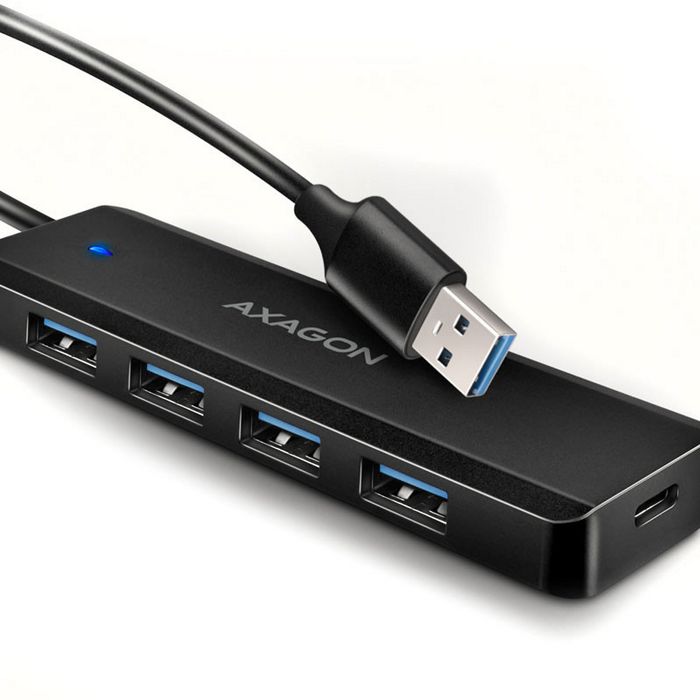 AXAGON HUE-C1A Superspeed USB-A Travel Hub, 4x USB 3.0 - 20cm, schwarz HUE-C1A