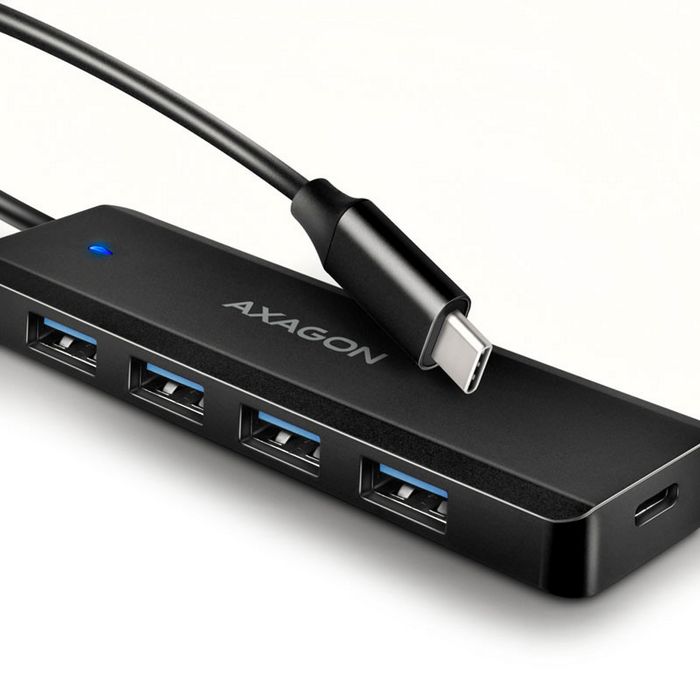 AXAGON HUE-C1C Superspeed USB-C Travel Hub, 4x USB 3.0 - 20cm, schwarz HUE-C1C