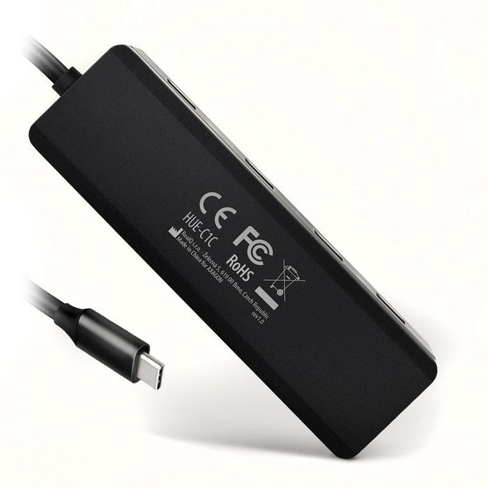 AXAGON HUE-C1C Superspeed USB-C Travel Hub, 4x USB 3.0 - 20cm, schwarz HUE-C1C