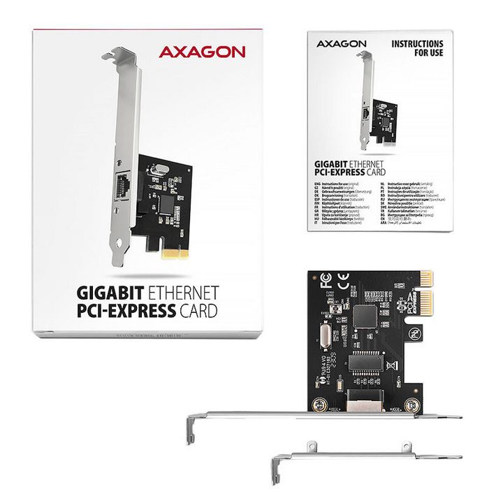 AXAGON PCEE-GRL PCI-Express Gigabit Ethernet Realtek 8111L + LP PCEE-GRL