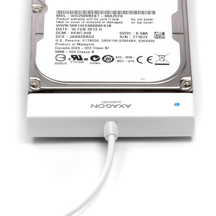 AXAGON ADSA-1S SLIMPort Adapter, USB 2.0, 2,5" SSD/HDD, SATA - mit Case ADSA-1S