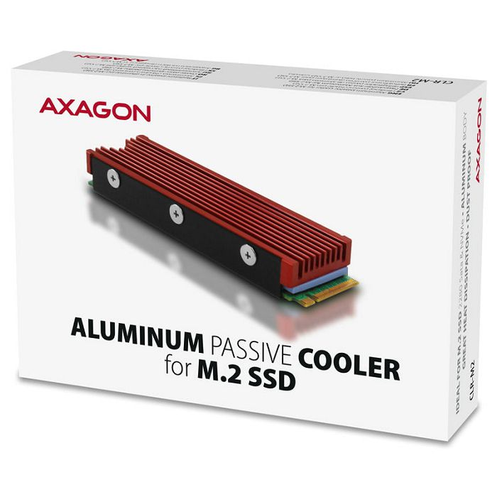 AXAGON CLR-M2 passiver M.2-SSD-Kühlkörper - 2280, Aluminium, rot CLR-M2