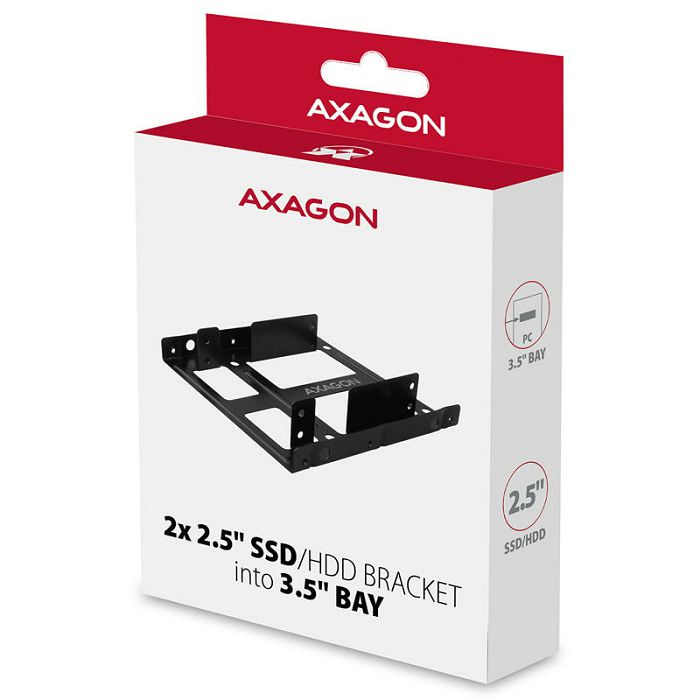 AXAGON RHD-225 Halterahmen für 2x 2,5" im 3,5" Slot - schwarz RHD-225