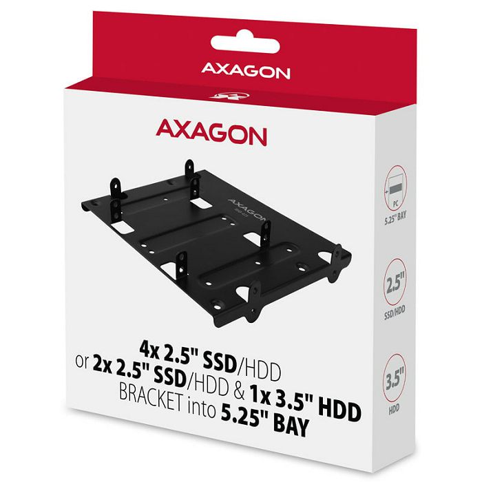AXAGON RHD-435 holding frame for 4x 2.5"/2x 2.5" + 1x 3.5" in 5.25" slot - black RHD-435