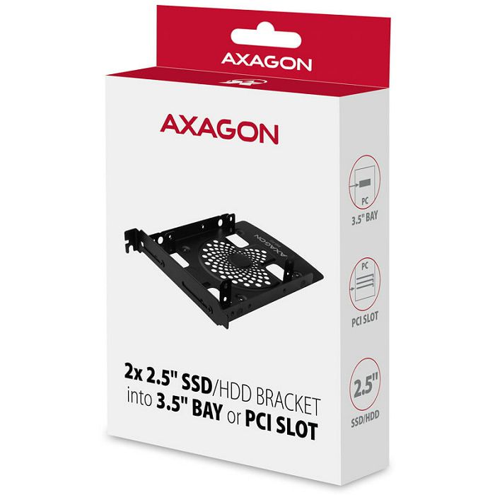 AXAGON RHD-P25 Halterahmen für 2x 2,5" im 3,5" / PCI-Slot - schwarz RHD-P25