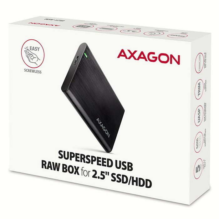 AXAGON EE25-A6M USB3.0 - SATA 6G 2.5" external hard drive case - black EE25-A6M