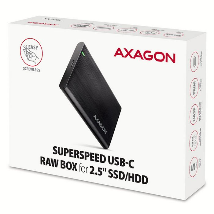 AXAGON EE25-A6C USB-C 3.2 - SATA 6G 2.5" external hard drive enclosure - black EE25-A6C