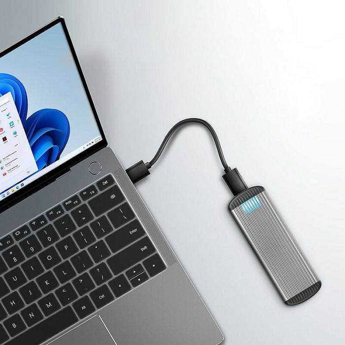 AXAGON EEM2-SA USB micro-B 3.2 Gen 1 - M.2 SATA SSD Gehäuse, Werkzeuglos - gerippt EEM2-SA