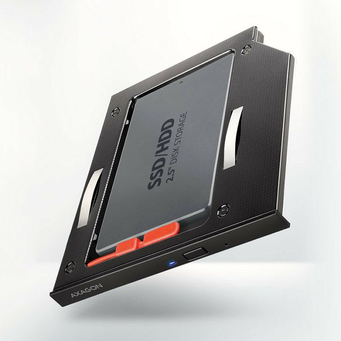 AXAGON RSS-CD09 2.5 Zoll SSD/HDD Adapter für optisches Laufwerk, 9,5 mm, LED RSS-CD09