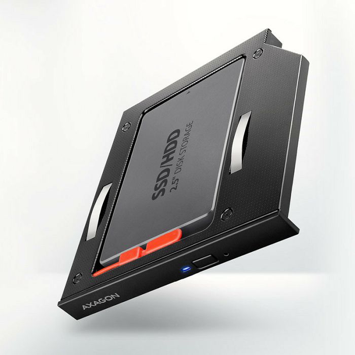 AXAGON RSS-CD12 2,5 Zoll SSD/HDD Adapter für optisches Laufwerk, 12,7 mm, LED RSS-CD12